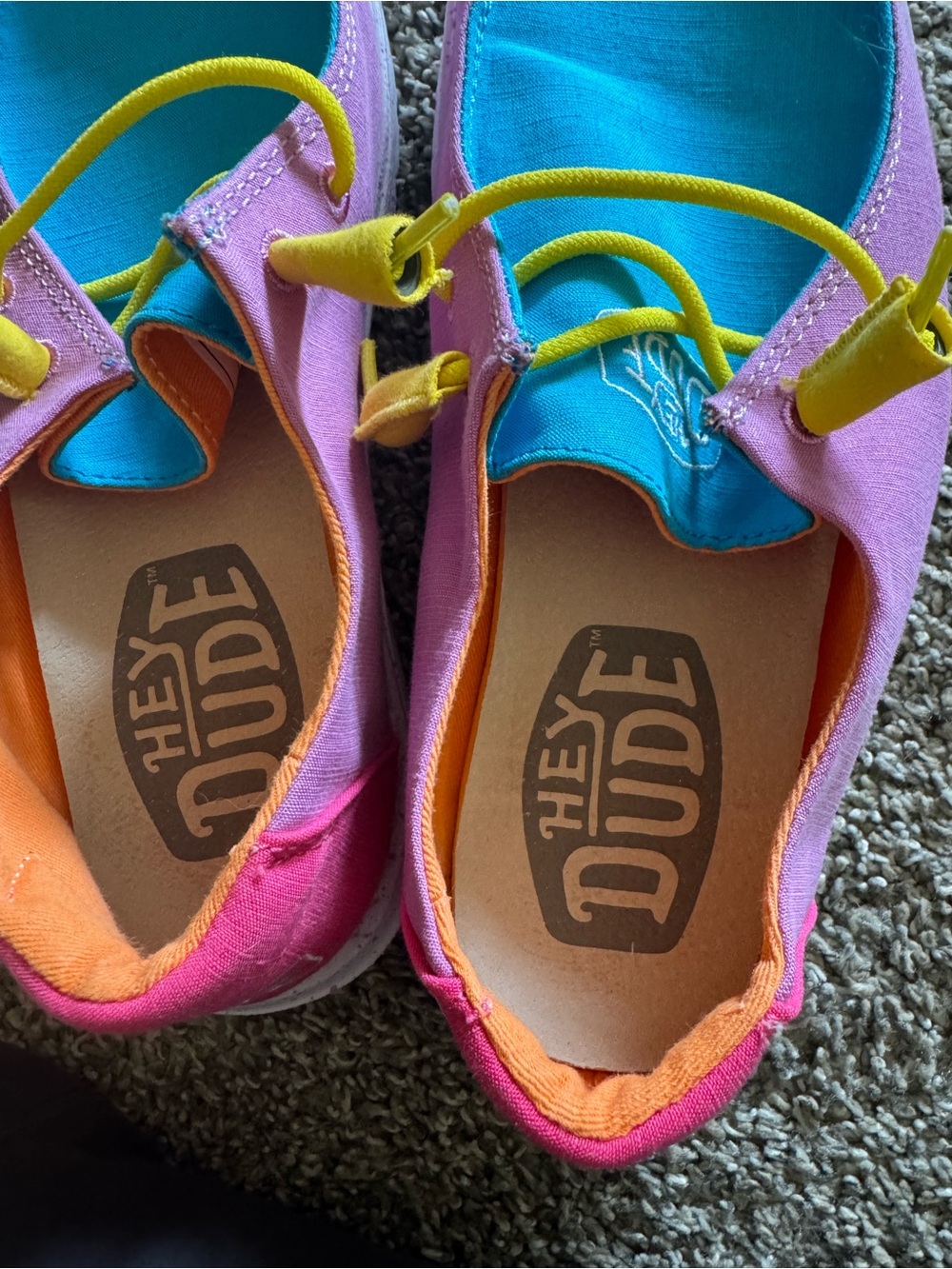 Hey Dude women’s Pink, Turquoise & Yellow Casual Slip-Ons - Picture 5 of 6